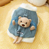 Autumn And Winter Korean-style Dog Pocket Three-dimensional Bear, Denim Towing Vest, Cat Cotton Coat, Warm Pet Dog Clothes - Image 1