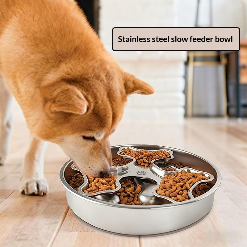 Stainless Steel Rotating Pet Bowl To Prevent Choking