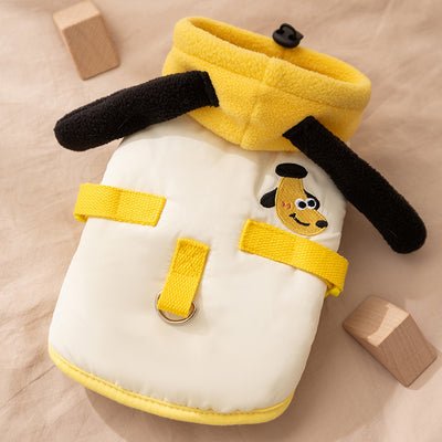 Autumn And Winter Cat Hairless Warm Cartoon Embroidered Hooded Cotton Coat, Small And Medium-sized Dog Teddy Pet Dog Clothes