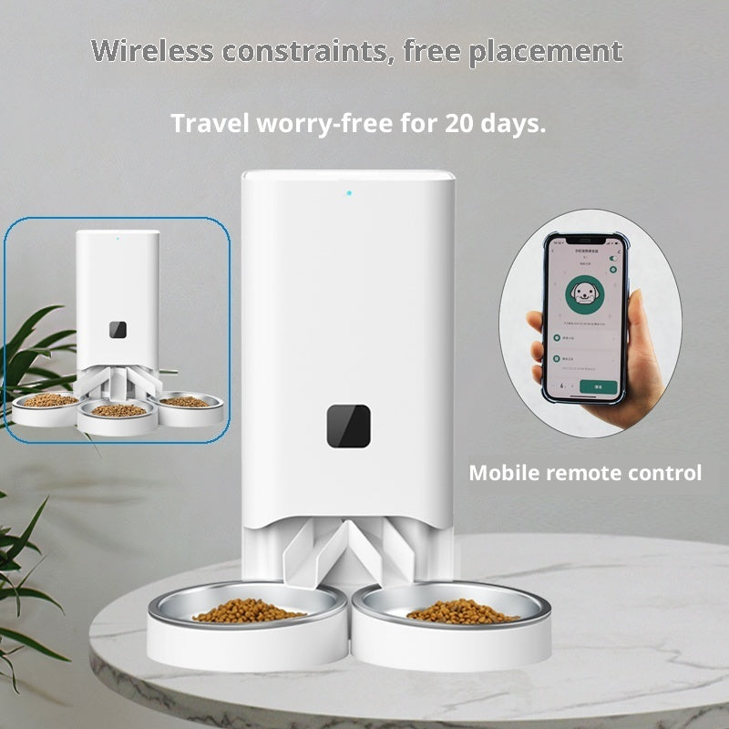 Multiple Smart Pet Automatic Feeders With Timed And Quantitative Feeding