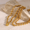 Stainless Steel Beaded Love Necklace 18k Golden Clavicle Chain - Image 3